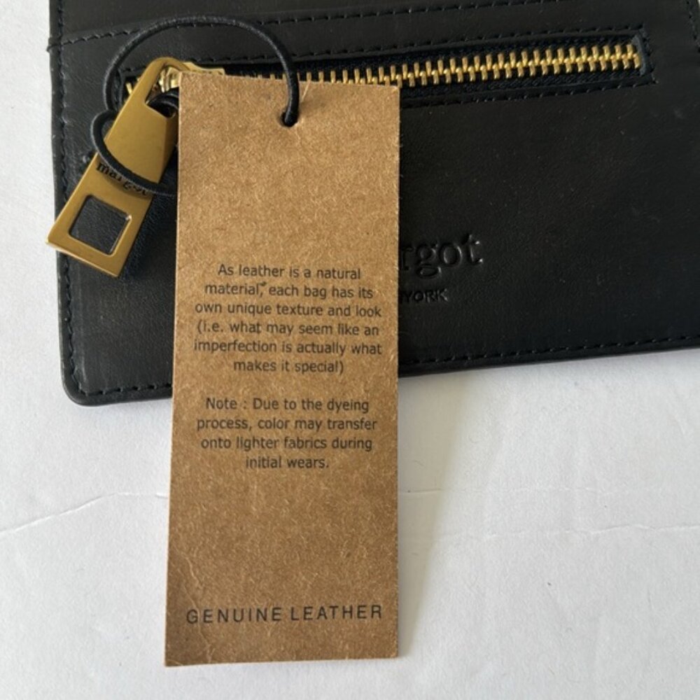 Margot Leather Black Flat Wallet Card Case Cleo CC Stacker - Picture 6 of 7